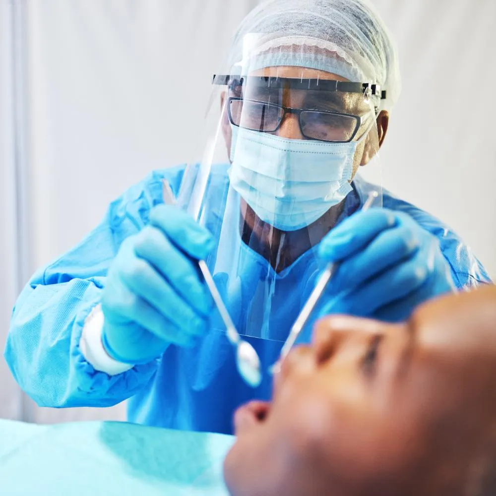 Dentist Consultation And Man Check Patient Mouth